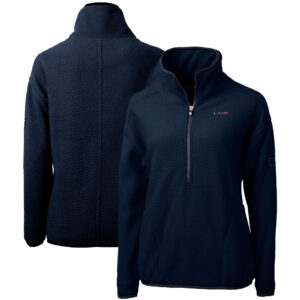 Women's Cutter & Buck Navy San Francisco 49ers Americana Cascade Eco Sherpa Fleece Half-Zip Pullover Jacket