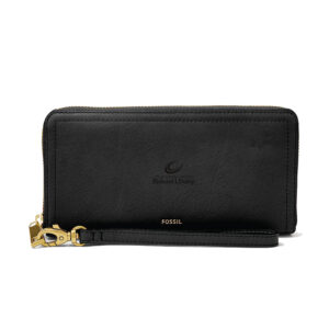 Women's Fossil Black Richard J Daley College Bulldogs Leather Logan RFID Zip Around Clutch