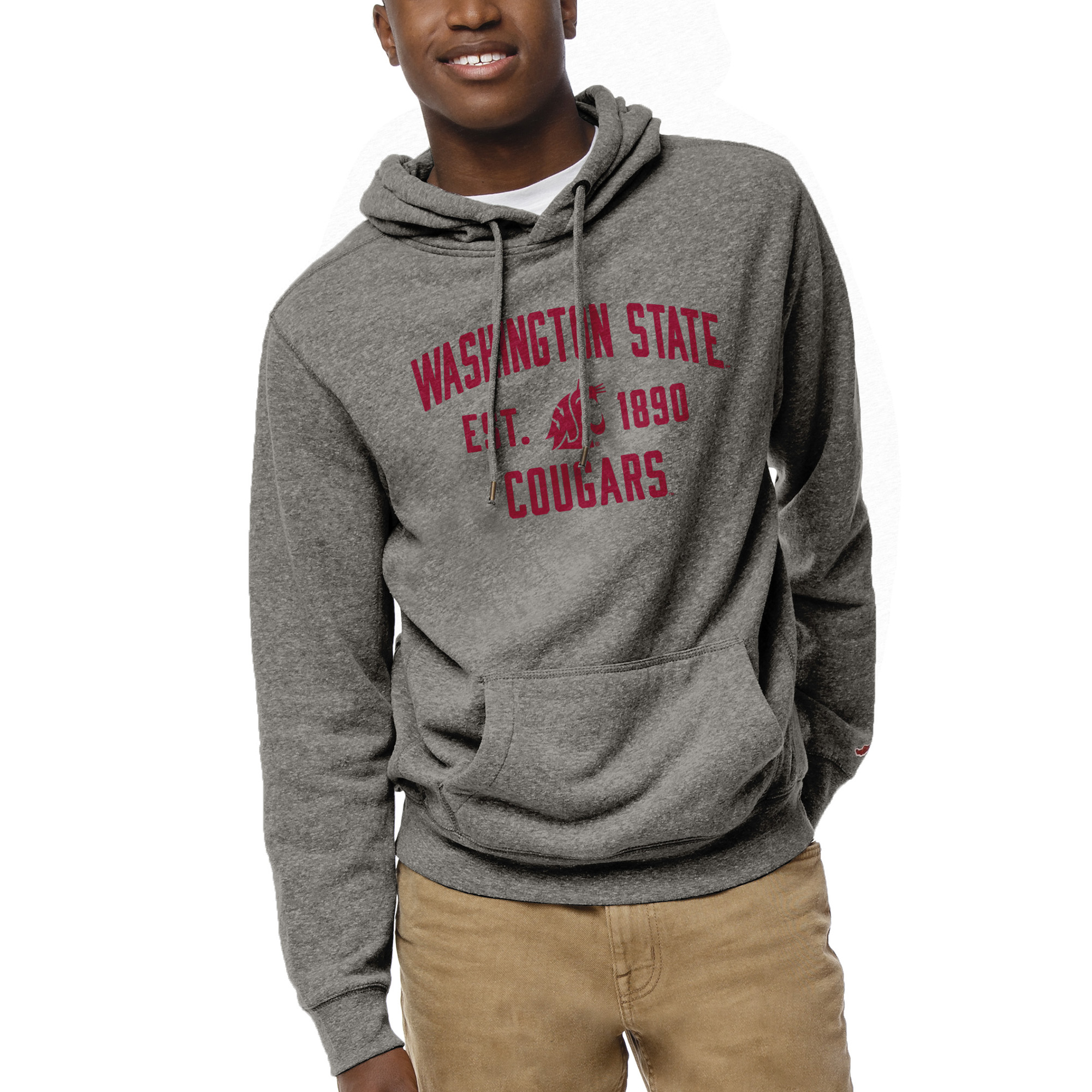 Men's League Collegiate Wear Heather Gray Washington State Cougars Heritage Tri-Blend Pullover Hoodie