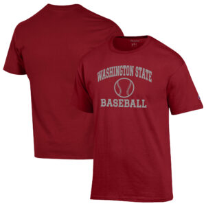 Men's Champion Crimson Washington State Cougars Baseball Icon T-Shirt