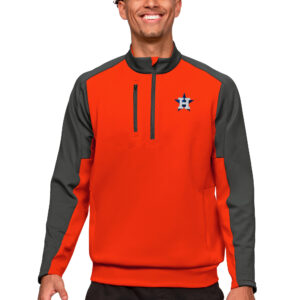 Men's Antigua Orange Houston Astros Team Quarter-Zip Pullover Top