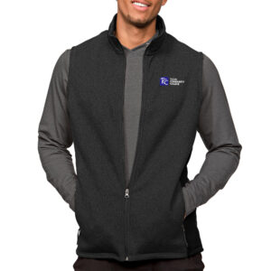 Men's Antigua Heathered Black Tulsa Community College Course Full-Zip Vest