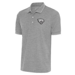 Men's Antigua Heather Gray Jacksonville Jaguars Metallic Logo Affluent Polo