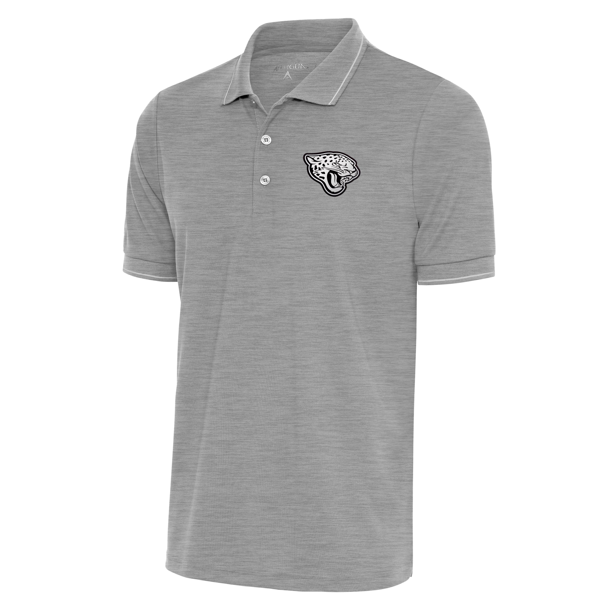 Men's Antigua Heather Gray Jacksonville Jaguars Metallic Logo Affluent Polo