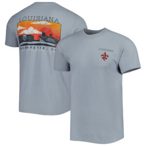 Men's Gray Louisiana Ragin' Cajuns Campus Scenery Comfort Color T-Shirt
