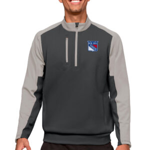 Men's Antigua Charcoal/Silver New York Rangers Quarter-Zip Pullover Top