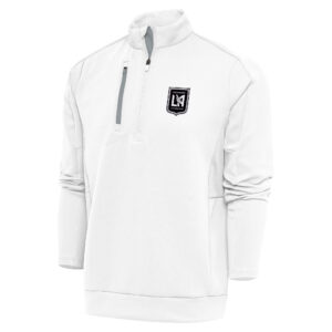 Men's Antigua White LAFC Brushed Metallic Logo Generation Quarter-Zip Pullover Top