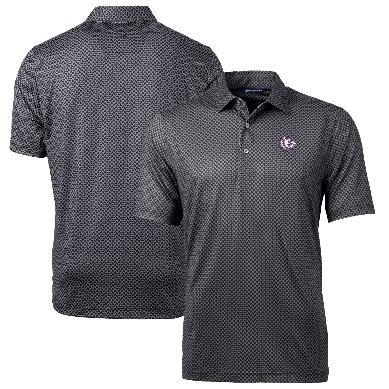 Men's Cutter & Buck Black TCU Horned Frogs Team Logo Big & Tall Pike Banner Print Polo