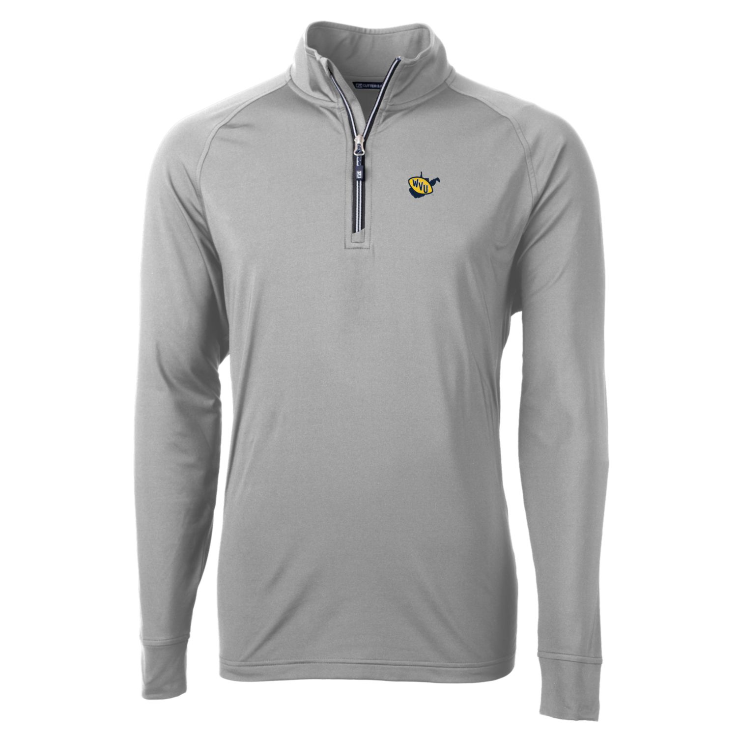 Men's Cutter & Buck Gray West Virginia Mountaineers Adapt Eco Knit Stretch Recycled Quarter-Zip Pullover Top - Image 6