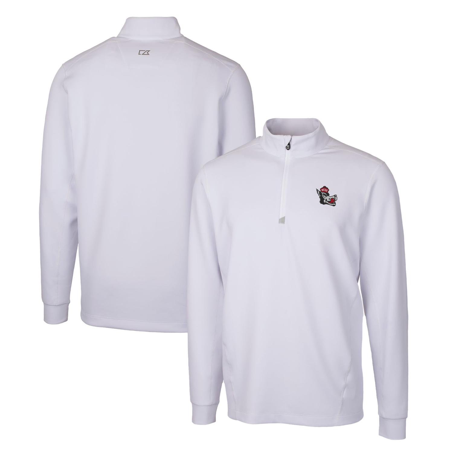 Men's Cutter & Buck White NC State Wolfpack Traverse Stretch Quarter Zip-Pullover Top - Image 5