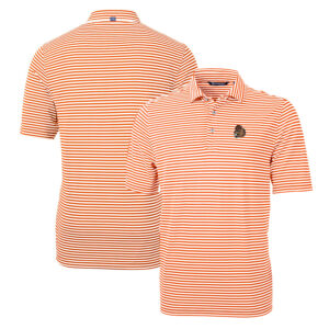 Men's Cutter & Buck Orange Oregon State Beavers Throwback Logo Virtue Eco Pique Stripe Recycled Polo