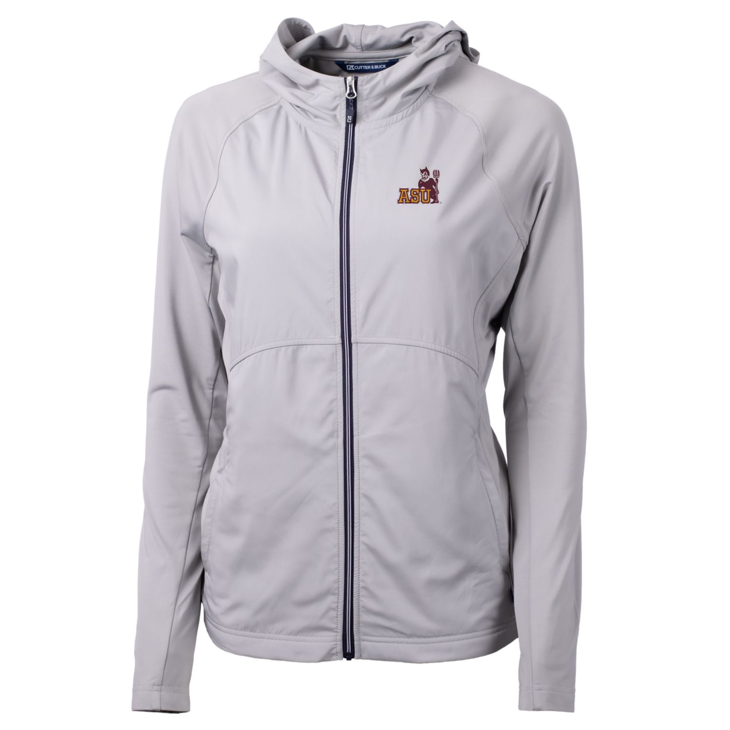 Women's Cutter & Buck Gray Arizona State Sun Devils Adapt Eco Knit Hybrid Recycled Full-Zip Hoodie - Image 3
