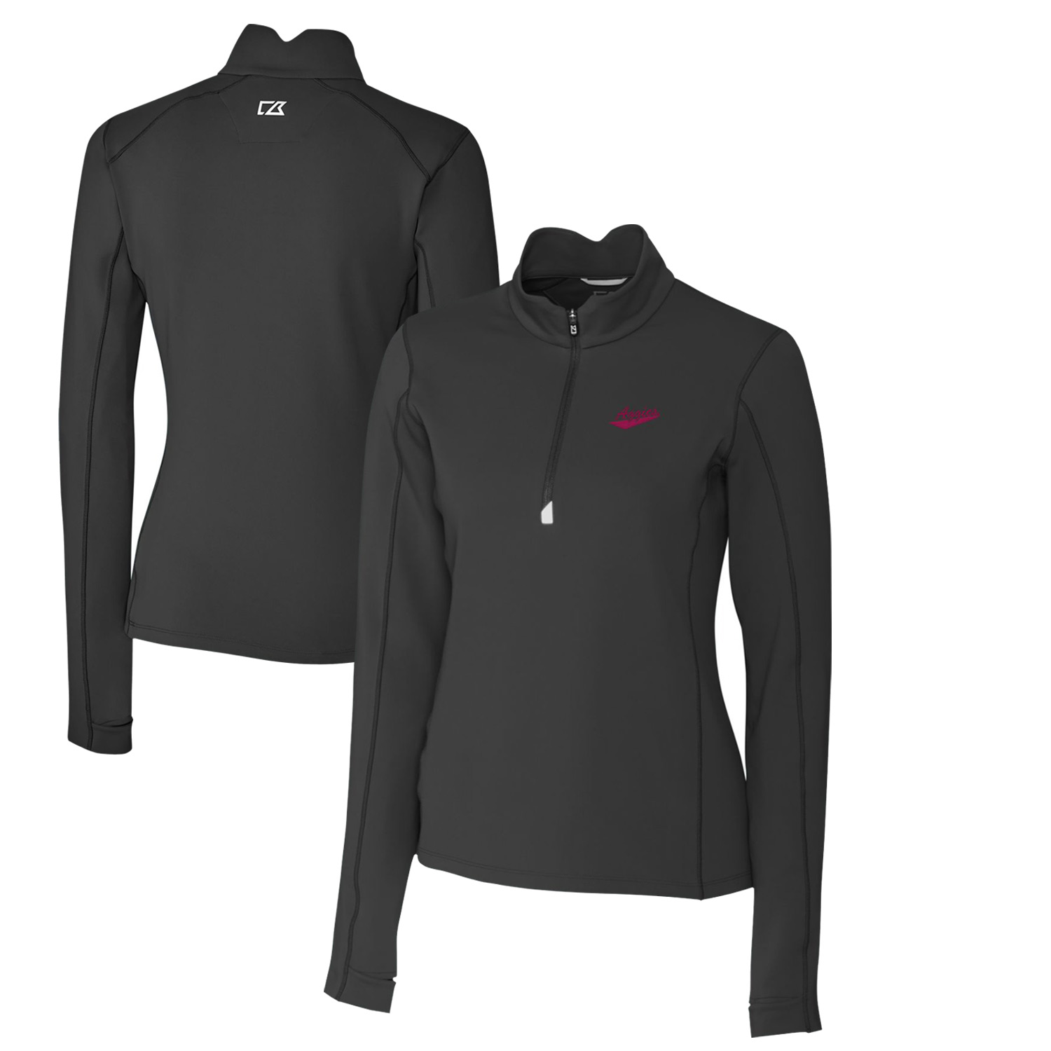 Women's Cutter & Buck Black New Mexico State Aggies Traverse Stretch Quarter-Zip Pullover Top - Image 2