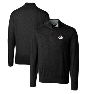 Men's Cutter & Buck Black Arizona Cardinals Throwback Logo Lakemont Tri-Blend Big & Tall Quarter-Zip Pullover Sweater