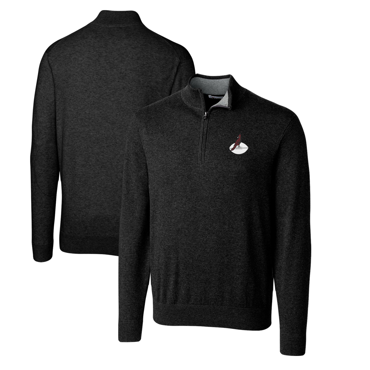 Men's Cutter & Buck Black Arizona Cardinals Throwback Logo Lakemont Tri-Blend Big & Tall Quarter-Zip Pullover Sweater