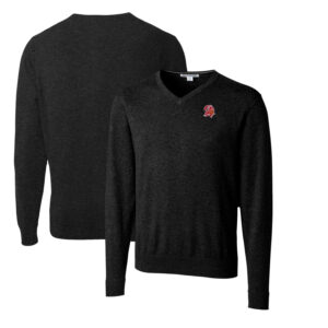 Men's Cutter & Buck Black Tampa Bay Buccaneers Throwback Logo Lakemont Tri-Blend V-Neck Pullover Sweater