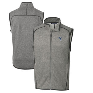 Men's Cutter & Buck Heather Gray Indianapolis Colts Throwback Logo Mainsail Sweater-Knit Full-Zip Vest