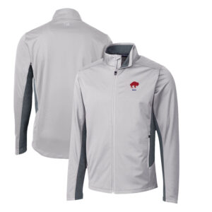 Men's Cutter & Buck Gray Buffalo Bills Throwback Logo Navigate Softshell Full-Zip Jacket
