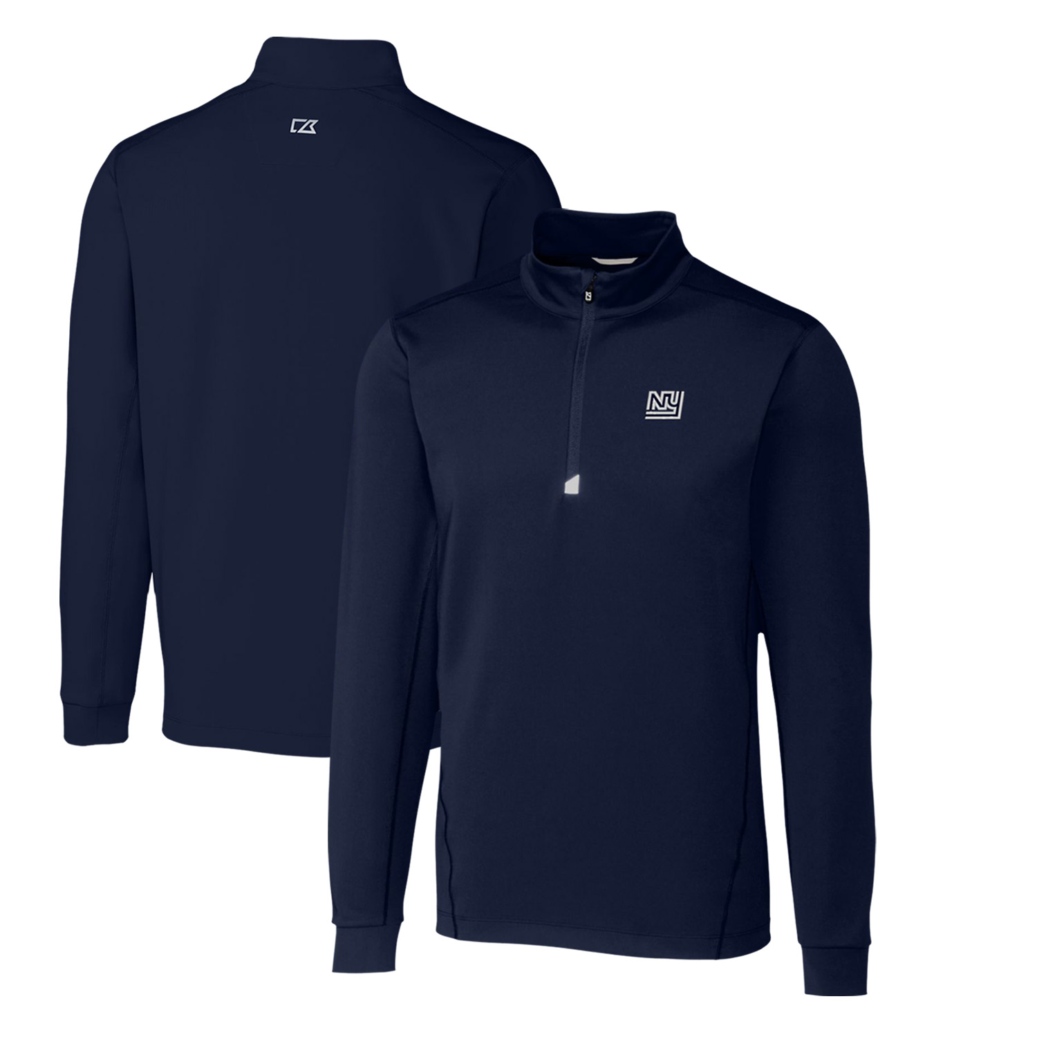 Men's Cutter & Buck Navy New York Giants Throwback Logo Traverse Stretch Quarter-Zip Pullover Top