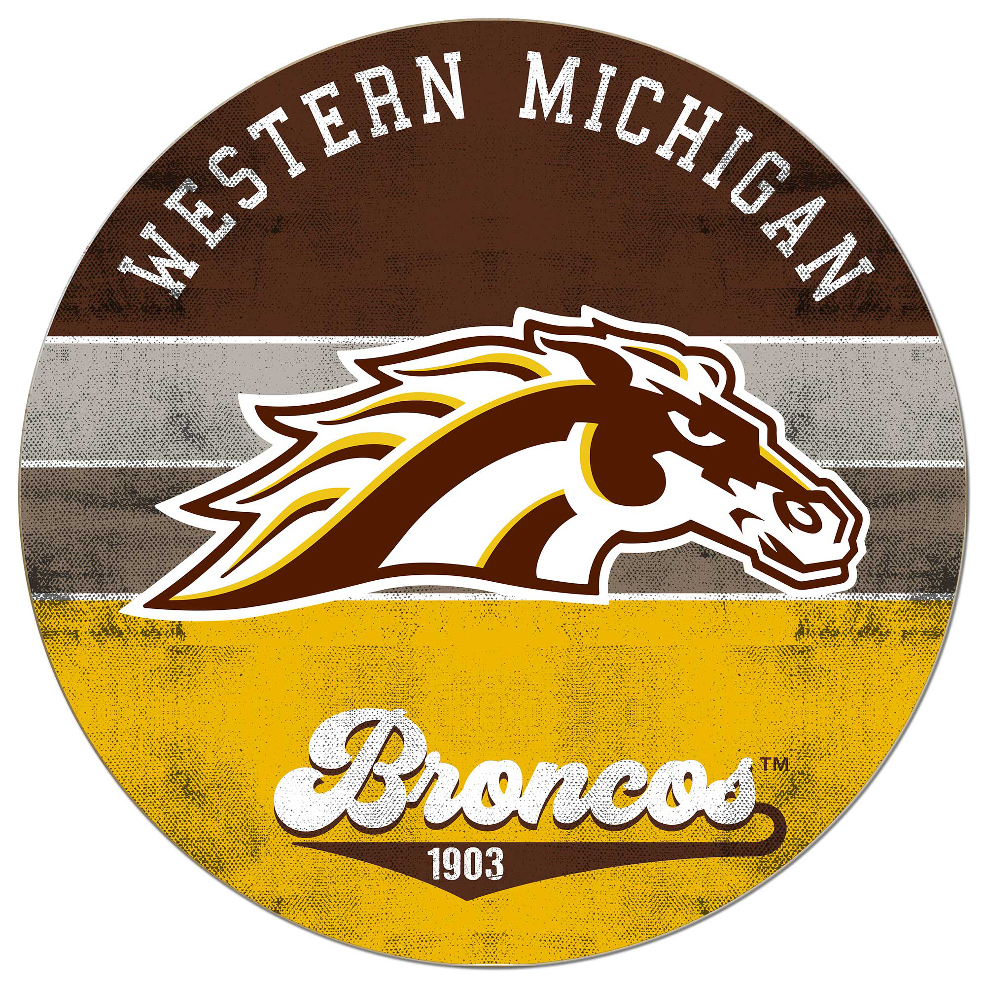 Western Michigan Broncos 20'' x 20'' Retro Logo Circle Sign - Image 2