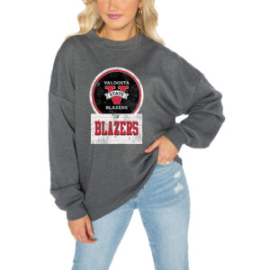 Women's Gameday Couture Charcoal Valdosta State Blazers Drop Shoulder Fleece Drop Pullover Sweatshirt