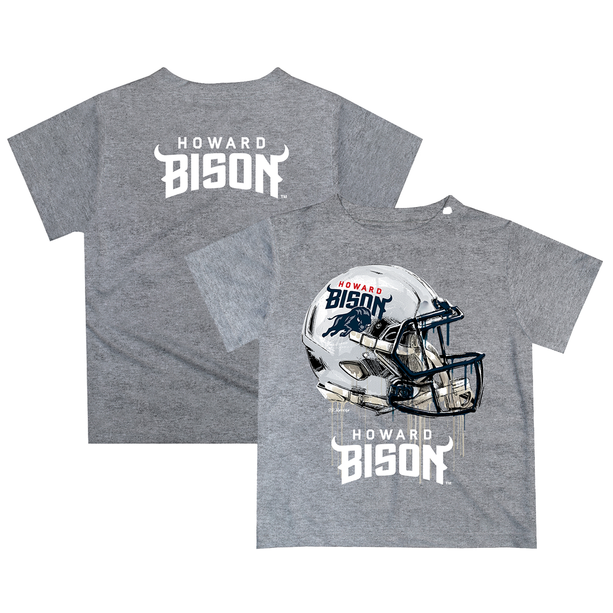Youth Gray Howard Bison Dripping Helmet T-Shirt - Image 2