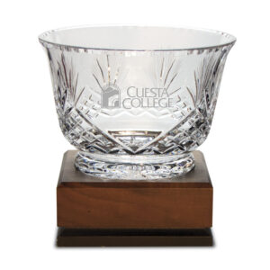 Cuesta College Cougars Medium Handcut Crystal Footed Revere Bowl