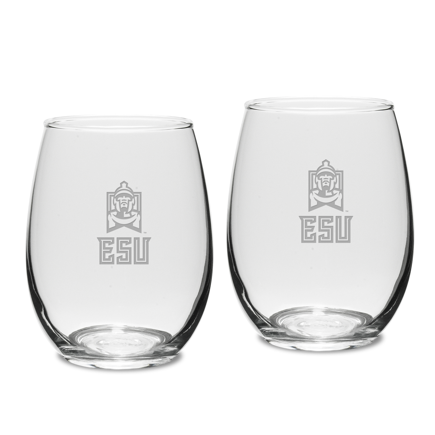 East Stroudsburg Warriors 15oz. 2-Piece Stemless Wine Glass Set