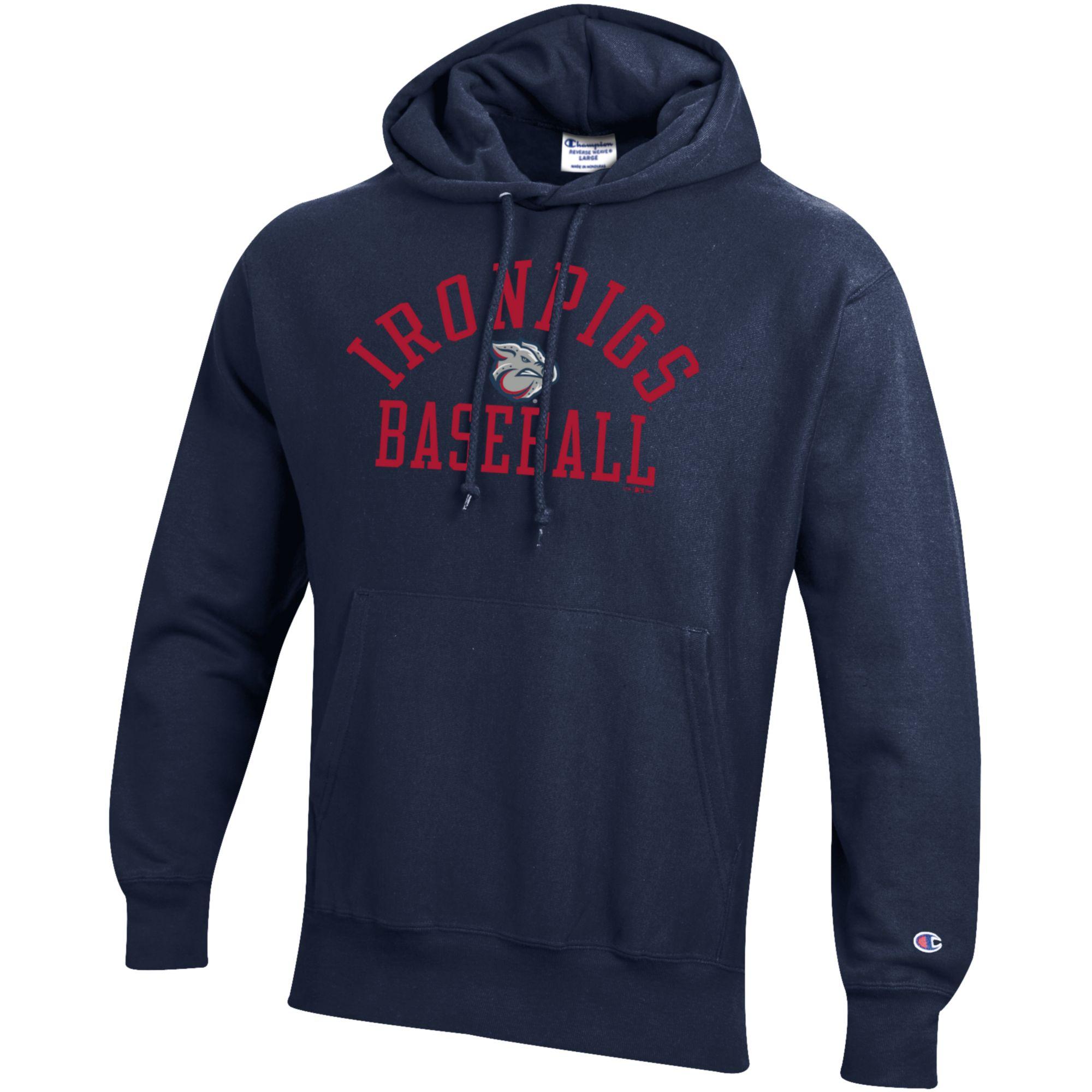 Men's Champion Navy Lehigh Valley IronPigs Baseball Reverse Weave Pullover Hoodie - Image 3