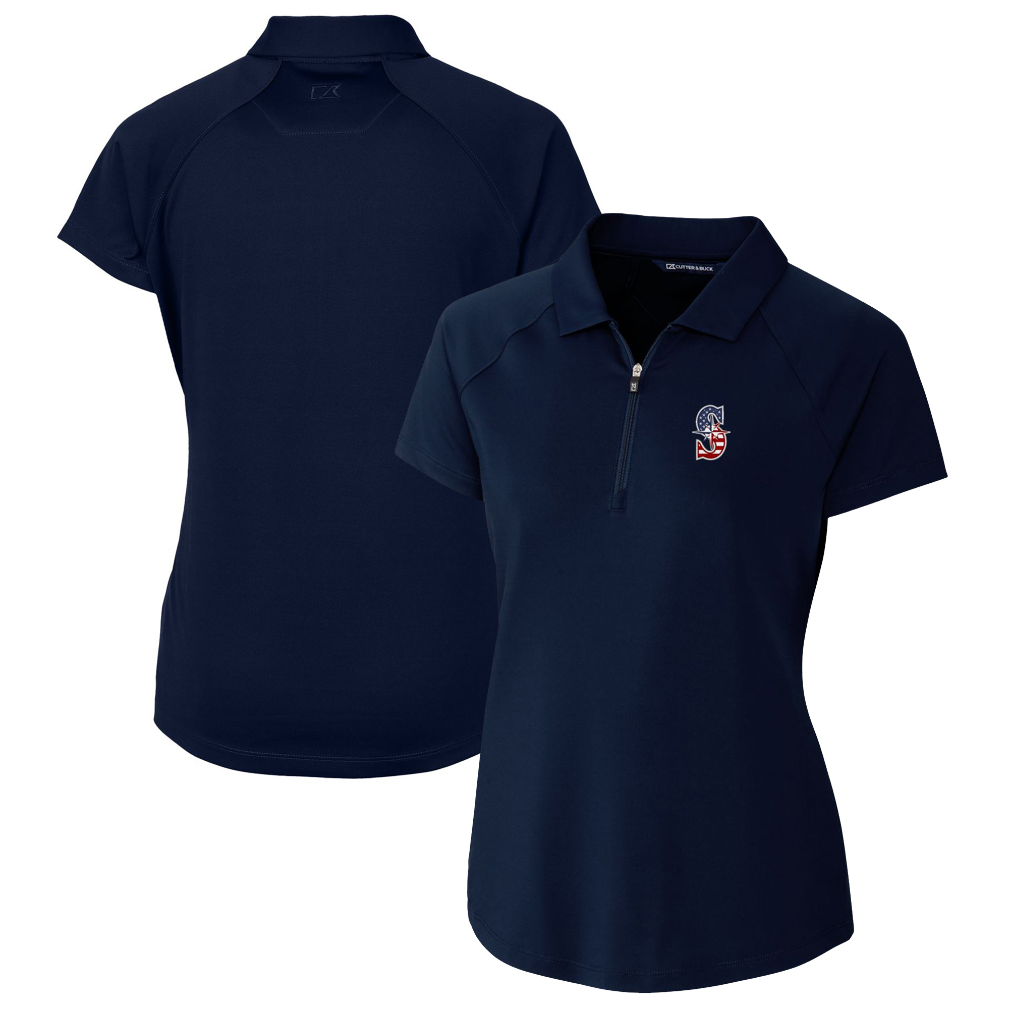 Women's Cutter & Buck Navy Seattle Mariners Americana Logo DryTec Forge Stretch Polo - Image 2