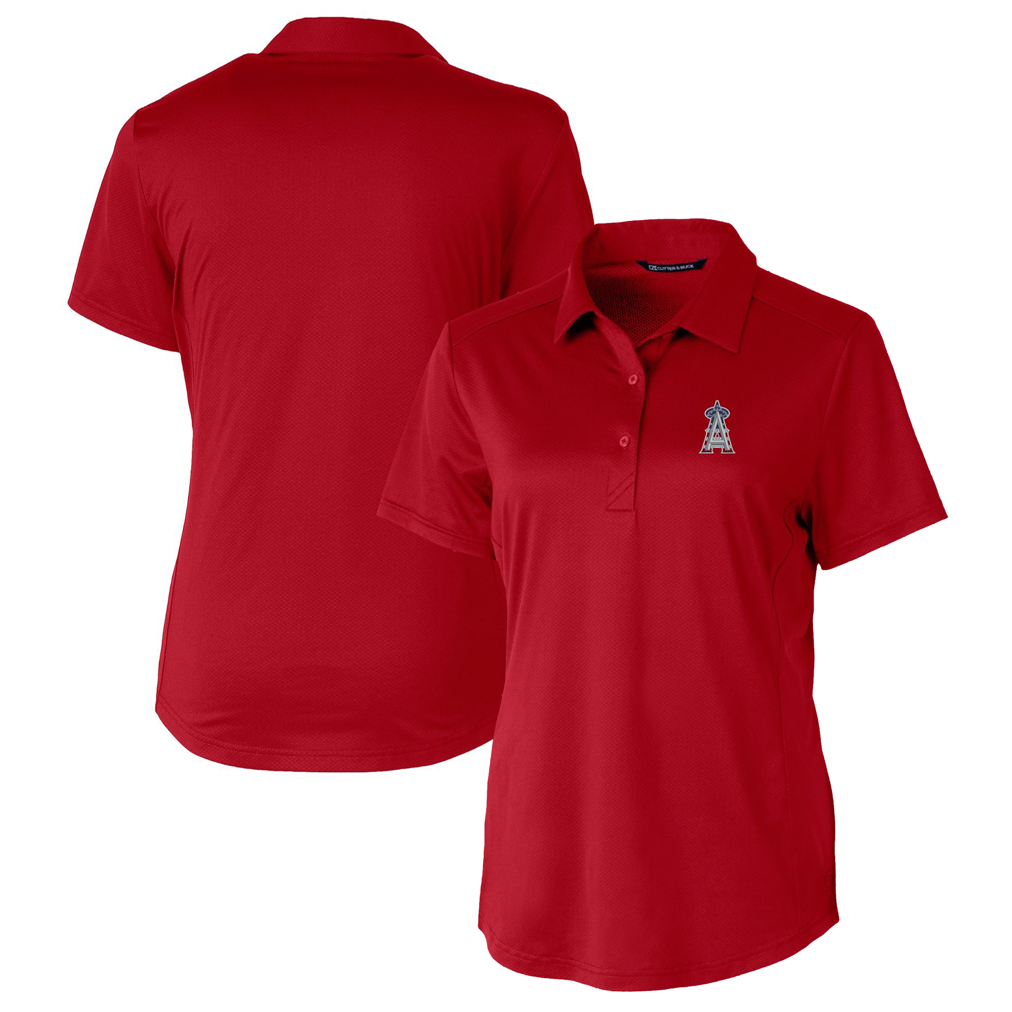 Women's Cutter & Buck Red Los Angeles Angels Americana Logo Prospect DryTec Textured Stretch Polo - Image 7