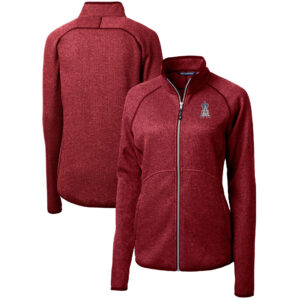 Women's Cutter & Buck Cardinal Los Angeles Angels Americana Logo Mainsail Sweater-Knit Full-Zip Jacket