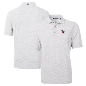 Men's Cutter & Buck Gray Cleveland Guardians Virtue Eco Pique Botanical Print Recycled Polo