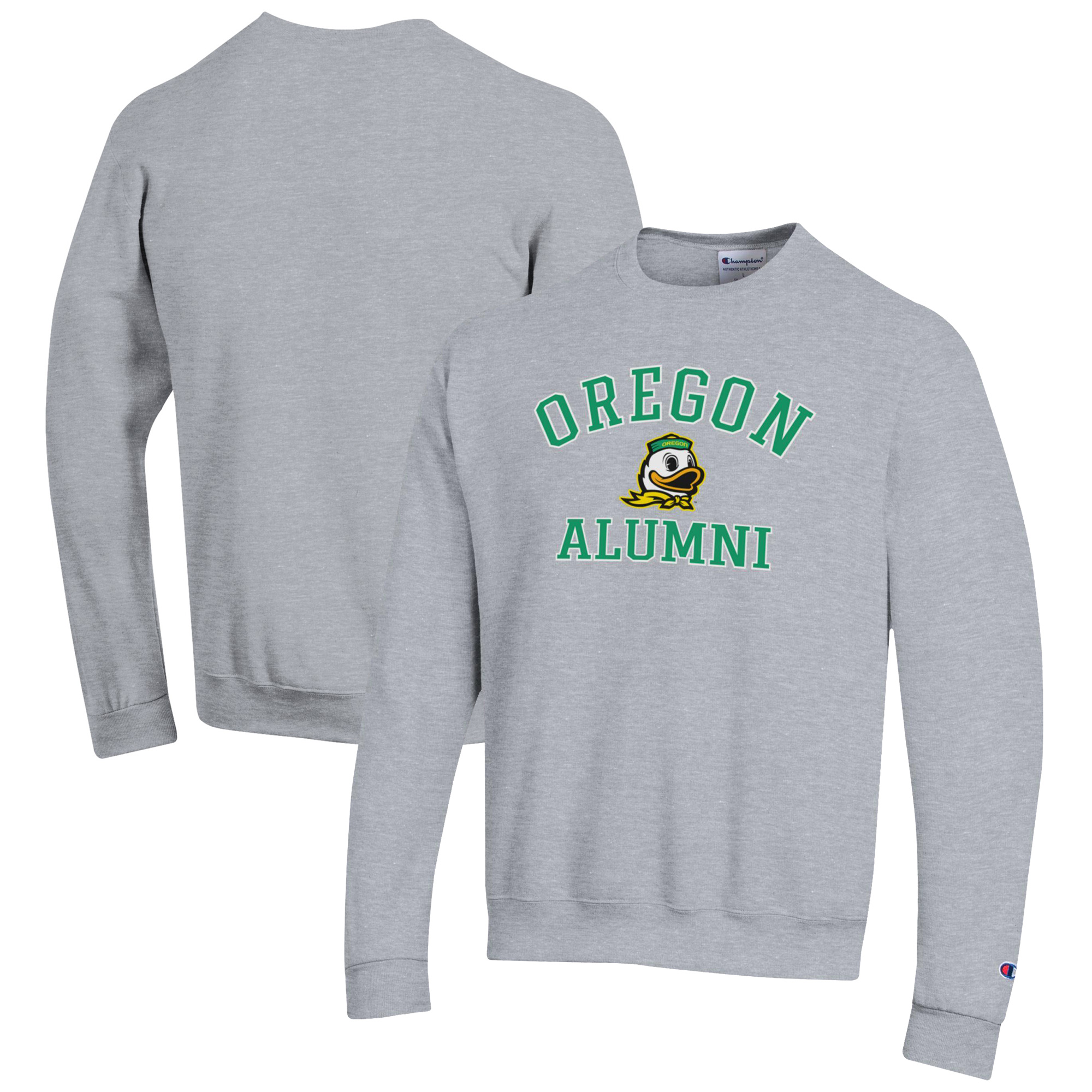 Men's Champion Gray Oregon Ducks Alumni Logo Arch Pullover Sweatshirt