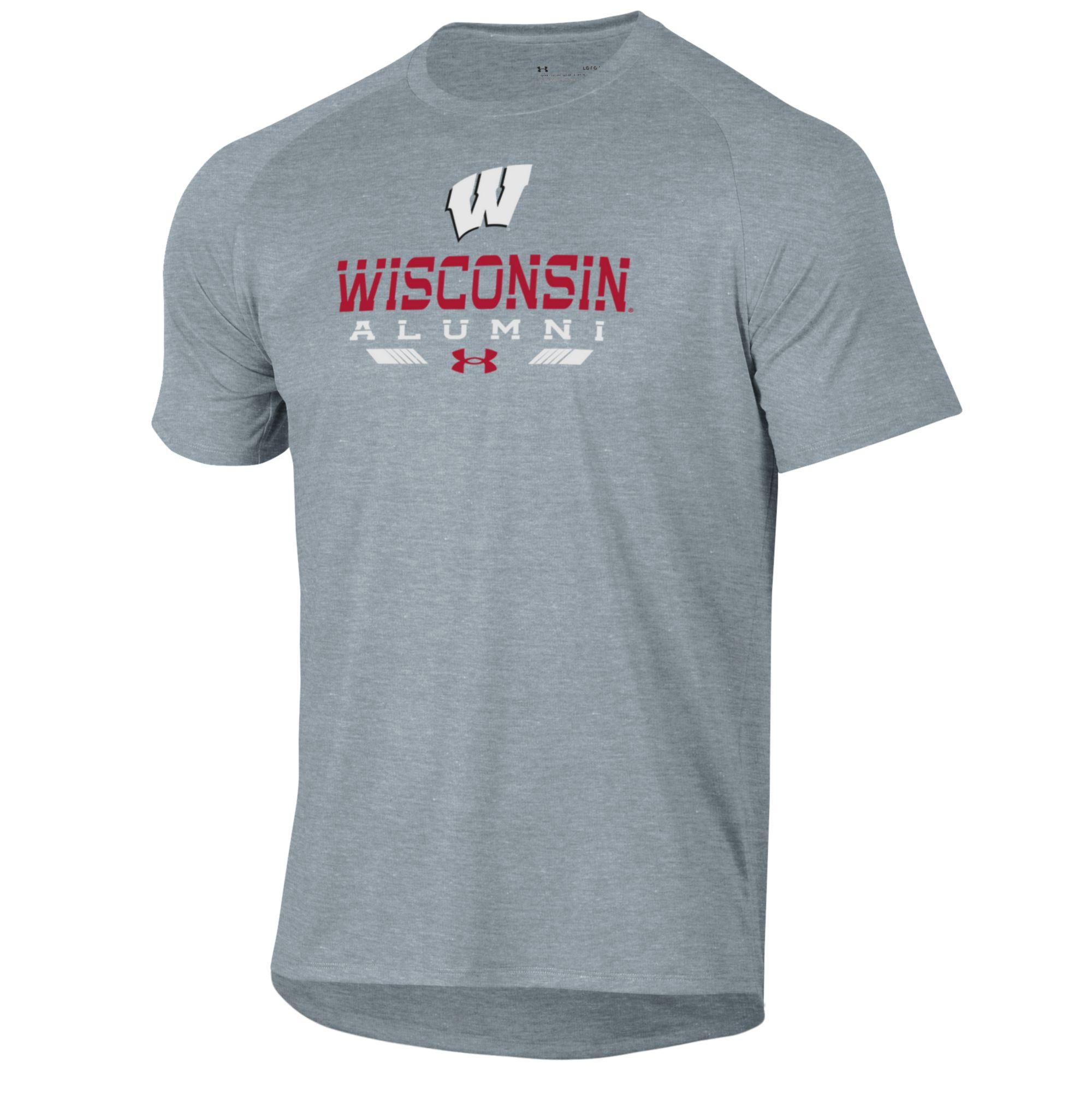 Men's Under Armour Gray Wisconsin Badgers Alumni Tech T-Shirt - Image 7