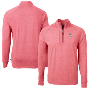 Men's Cutter & Buck  Heather Red Chicago White Sox Americana Logo Big & Tall Adapt Eco Knit Stretch Recycled Quarter-Zip Pullover Top