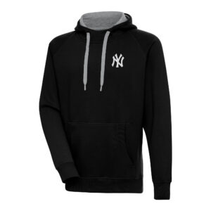 Men's Antigua Black New York Yankees Metallic Victory Pullover Hoodie