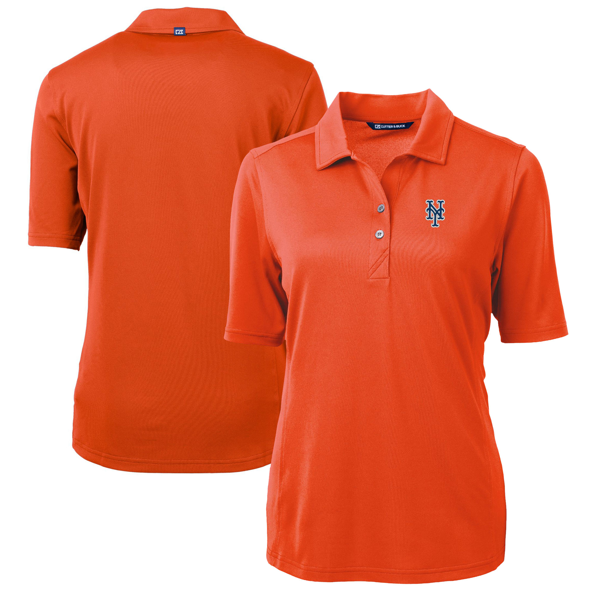 Women's Cutter & Buck Orange New York Mets DryTec Virtue Eco Pique Recycled Polo