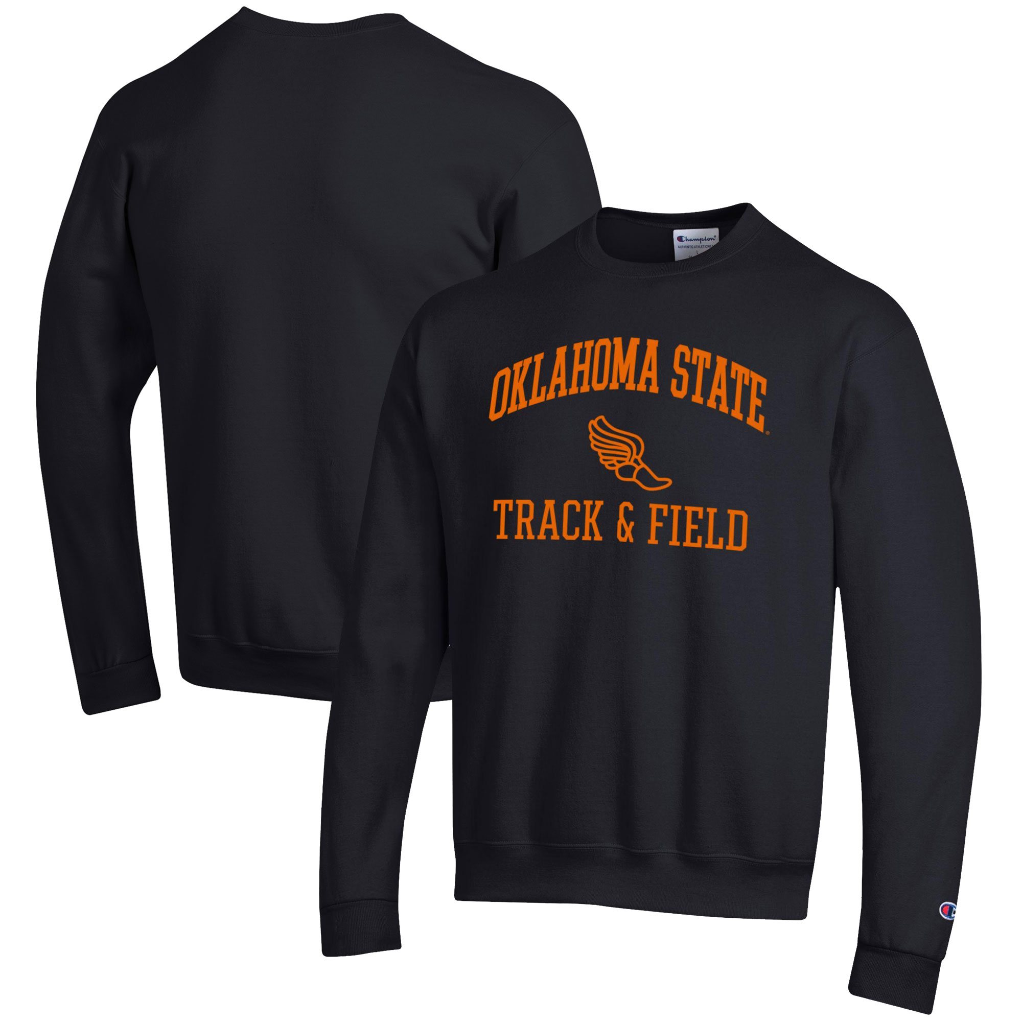Men's Champion Black Oklahoma State Cowboys Track & Field Icon Powerblend Pullover Sweatshirt - Image 5