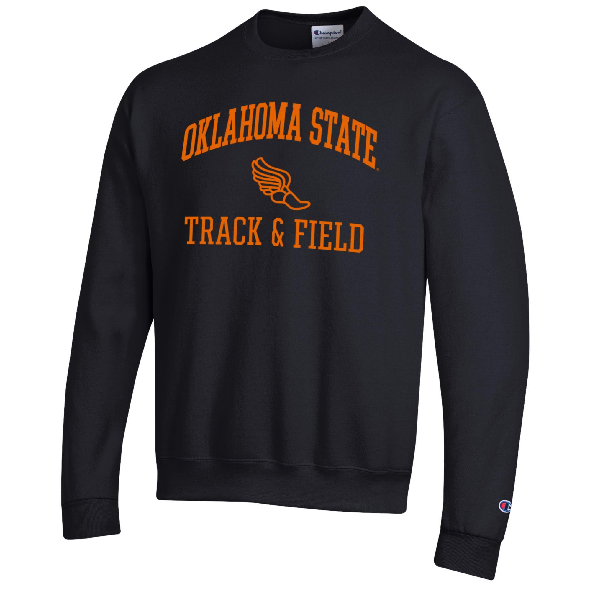 Men's Champion Black Oklahoma State Cowboys Track & Field Icon Powerblend Pullover Sweatshirt - Image 6
