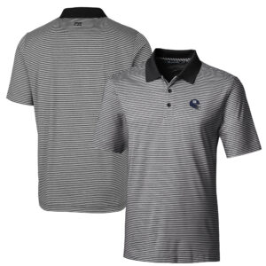 Men's Cutter & Buck  Black New York Giants Helmet Forge Tonal Stripe Stretch Polo