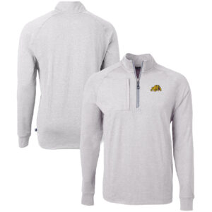 Men's Cutter & Buck  Heather Gray Bowie State Bulldogs Big & Tall Adapt Eco Knit Quarter-Zip Pullover Top