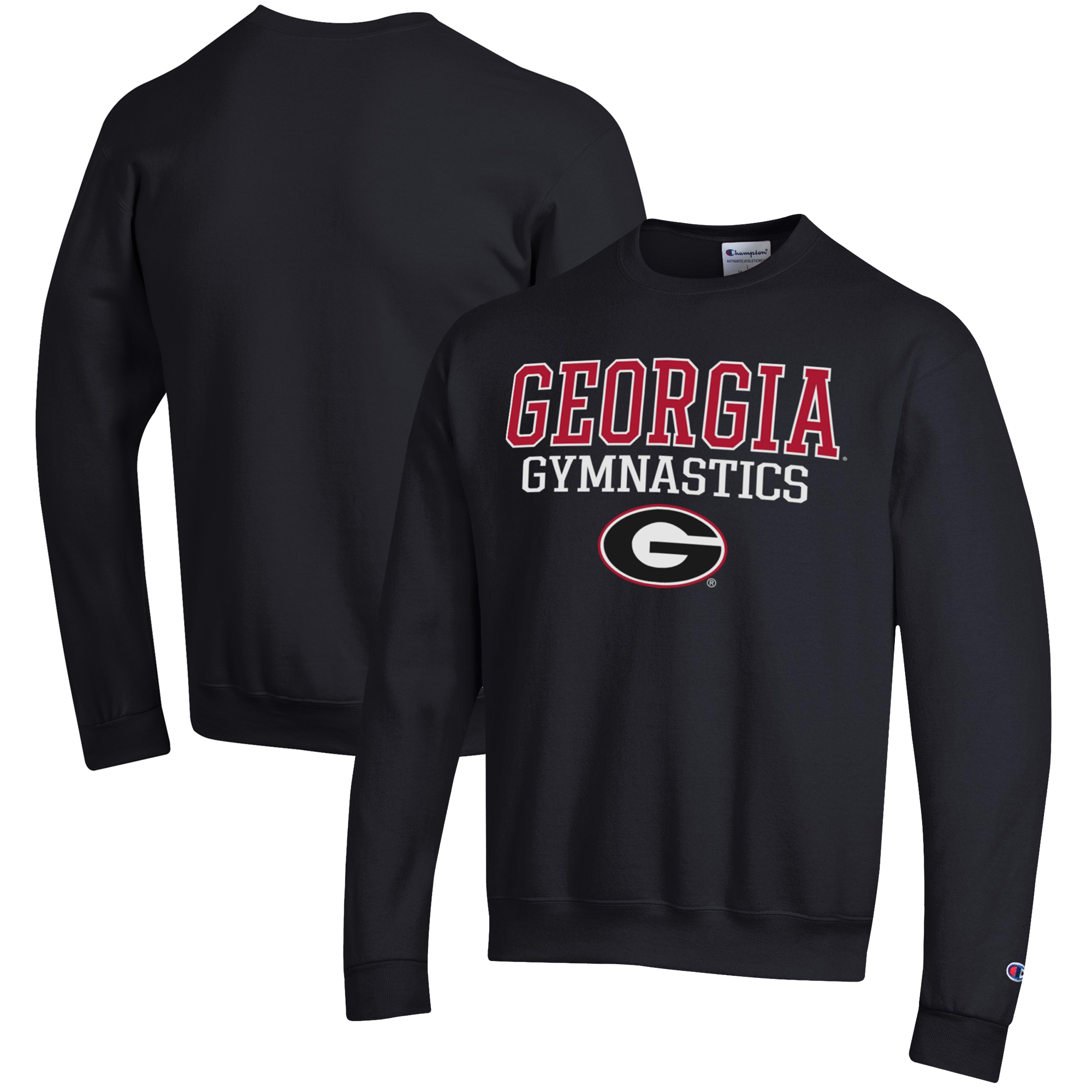 Men's Champion Black Georgia Bulldogs Gymnastics Stack Powerblend Pullover Sweatshirt - Image 6