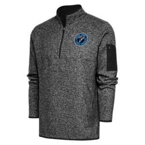 Men's Antigua  Heather Black Sugar Land Space Cowboys Fortune Quarter-Zip Pullover Jacket
