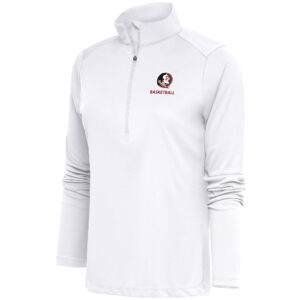 Women's Antigua  White Florida State Seminoles Basketball Tribute Half-Zip Pullover Top