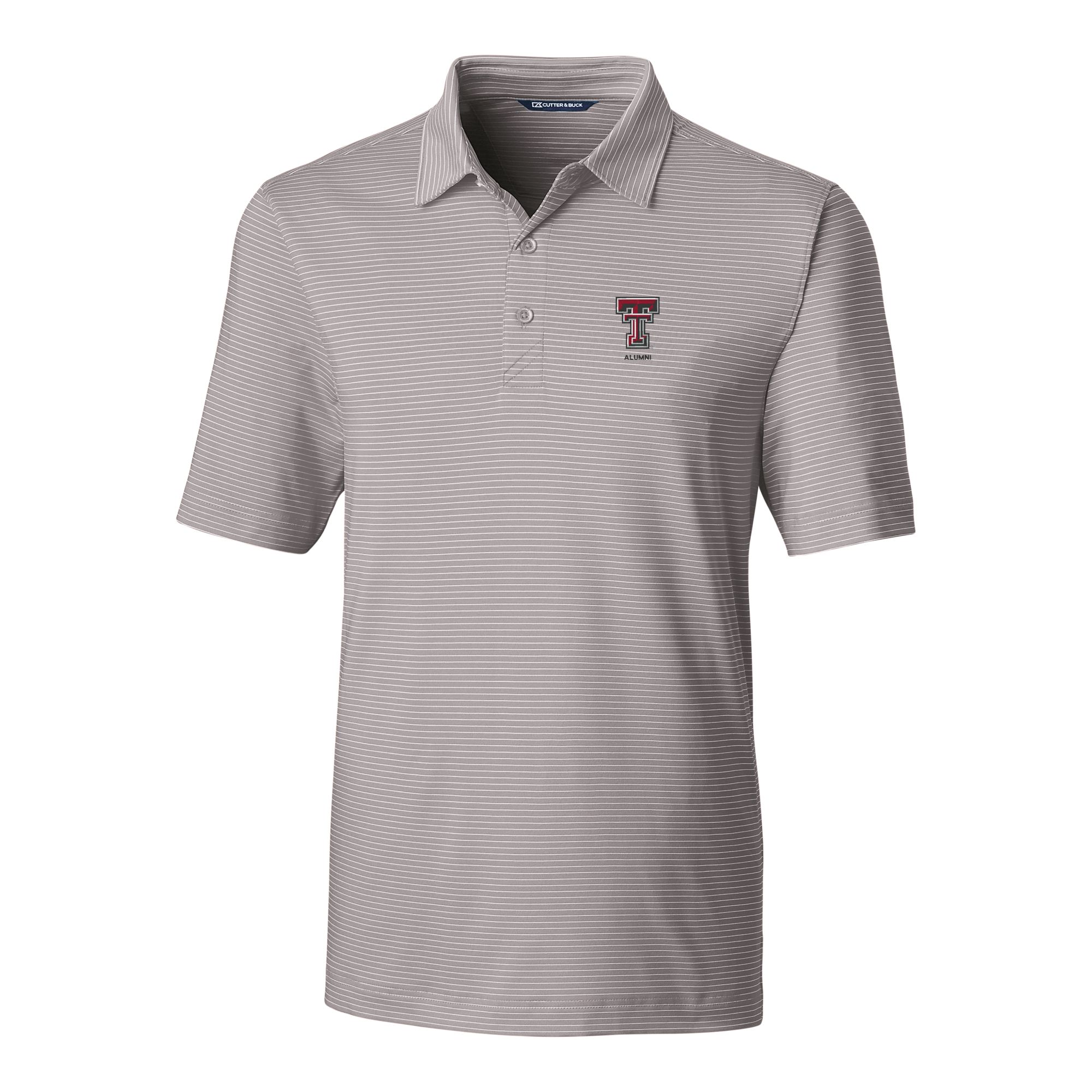 Men's Cutter & Buck Gray Texas Tech Red Raiders Alumni Logo Forge Pencil Stripe Stretch DryTec Polo - Image 6