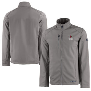 Men's Cutter & Buck  Gray Louisville Cardinals Alumni Logo Evoke Eco Softshell Recycled Full-Zip Jacket