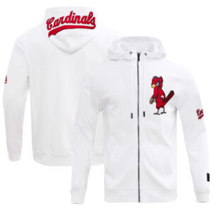 Men's Pro Standard White St. Louis Cardinals Classic Chenille Double Knit Full-Zip Hoodie