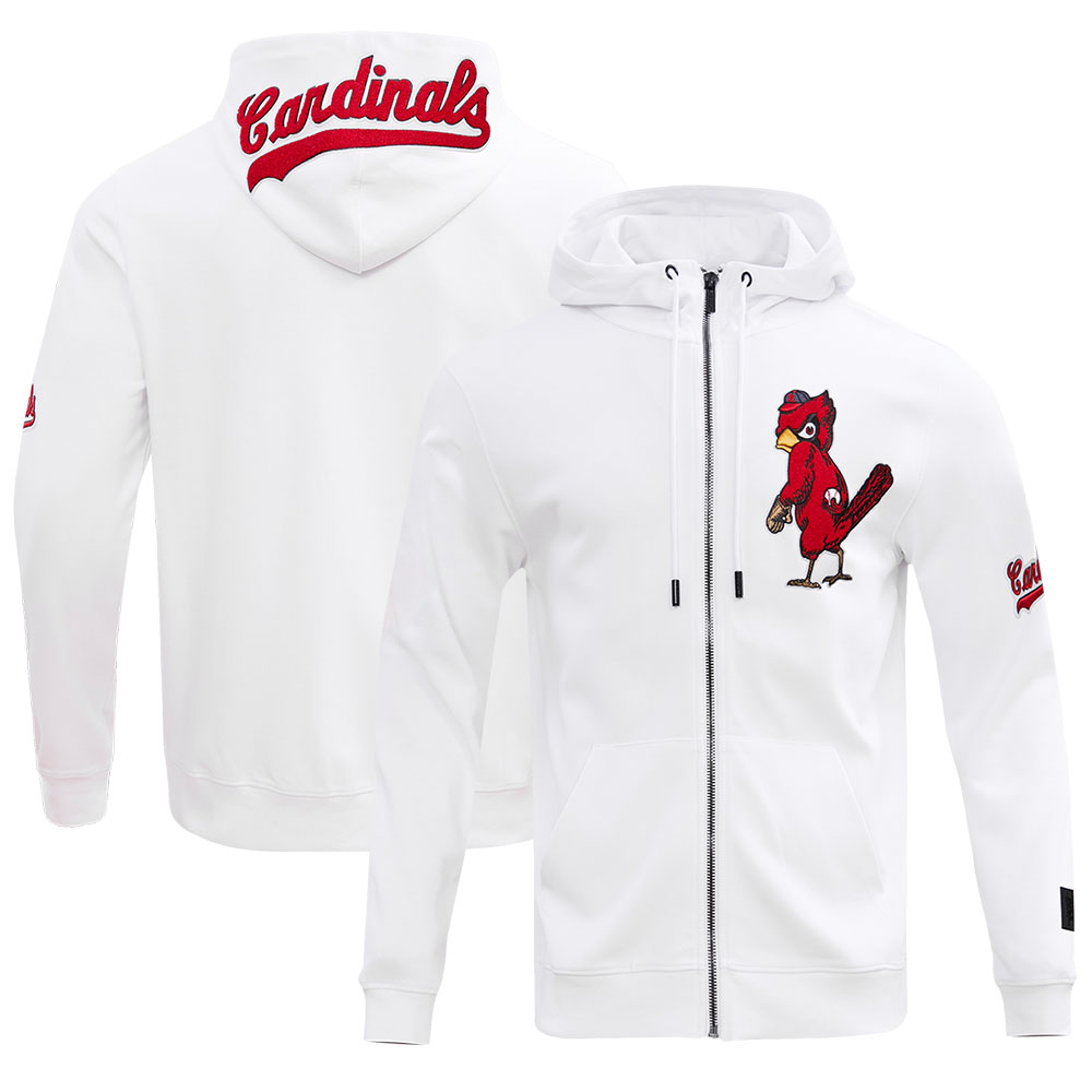 Men's Pro Standard White St. Louis Cardinals Classic Chenille Double Knit Full-Zip Hoodie