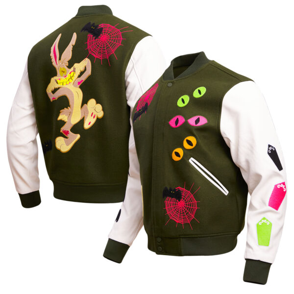 Men's Freeze Max Olive Looney Tunes Bugs Boogey Varsity Full-Snap Jacket
